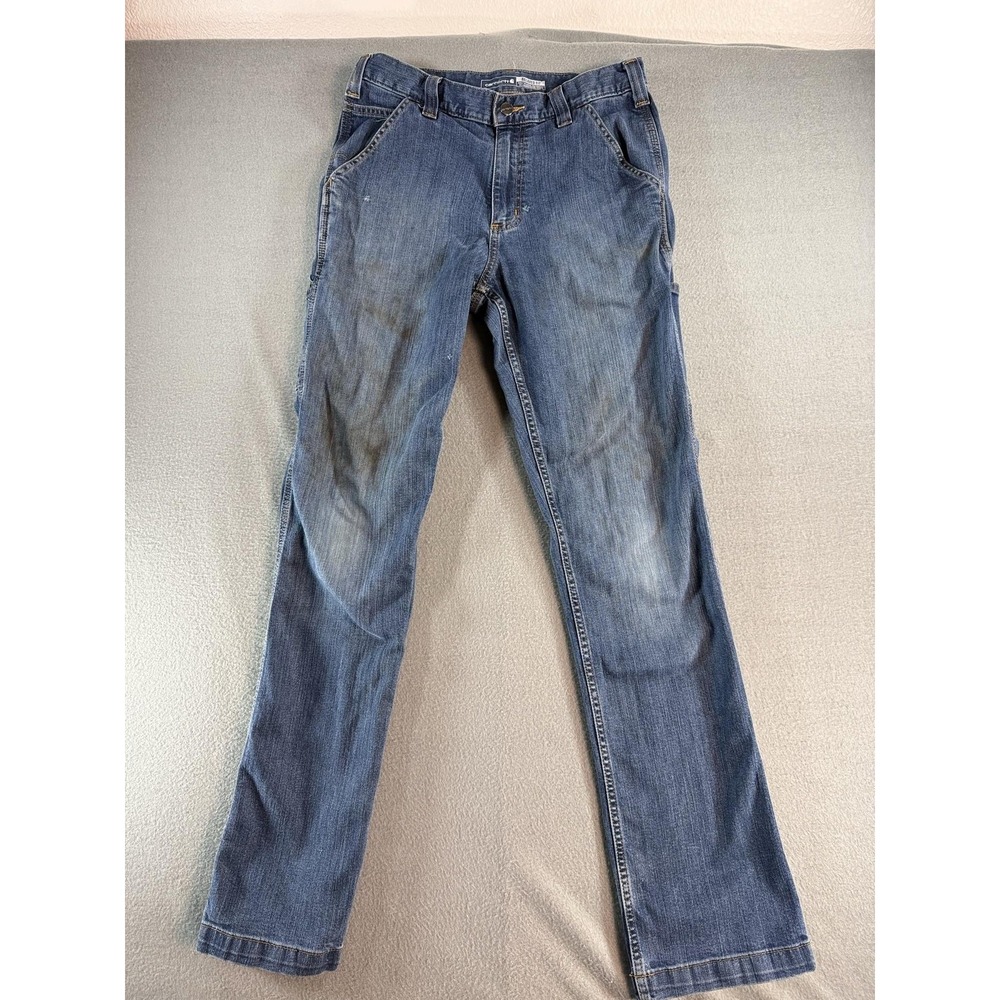 Carhartt Rugged Flex Utility Jeans Mens 31x34 Med Wash Blue Straight Denim